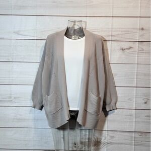 Universal Thread Cardigan Sweater Pinkish Beige Ribbed Pockets Size M